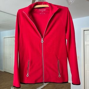 Calvin Klein Performance Logo Fleece Zip-Up Jacket in Red